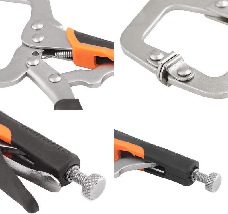 GENHAKON 5 Pack 6 Inch C Clamp Locking Pliers,Locking C Clamp With Non-Slip Rubber Grip, Adjustable Nickel Plated C Pliers for Wood Working, Welding, Electrician Maintenance and More, by - Image 3